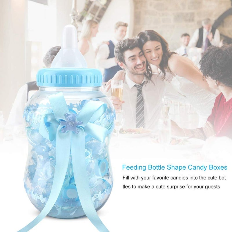 woobles Baby Candy Bottles, 30Pcs Mini Baby Bottles Cute Baby Feeding Bottle Candy Bottle with Ribbon and Bear, Candy Box for Favours, Sweets, Confetti, Gifts for Birthday/Party Favors(Blue) - Image 3